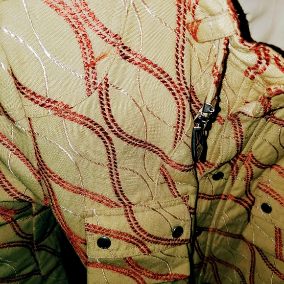 Custo jacket mustard yellow with red design - Picture 3 of 4